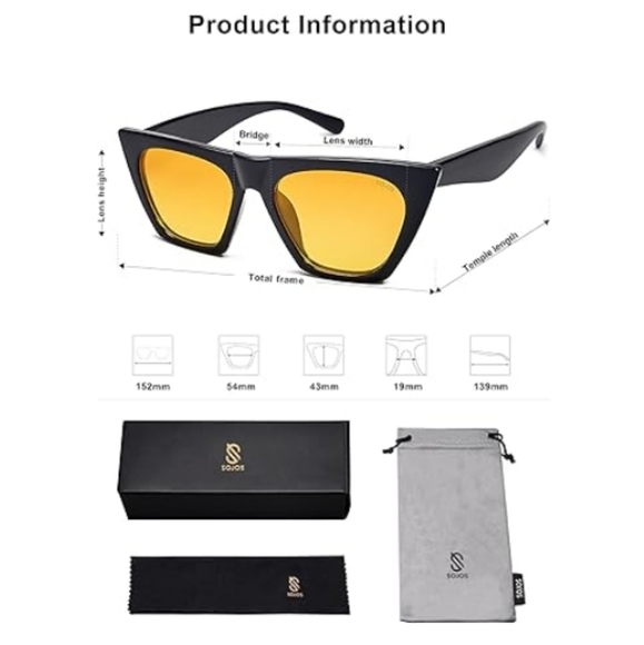 Oversized Square Cateye Polarized Sunglasses Big Frame SJ2115 Yellow - Picture 5 of 5
